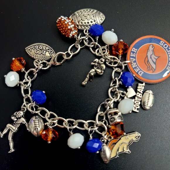 Denver Broncos Charm Bracelet | Handmade Football Fan Jewelry - Picture 4 of 7